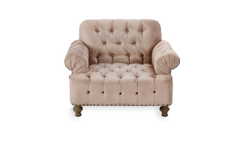 Custom Linen Fabric Button Tufted Accent Upholstered Tub Chair