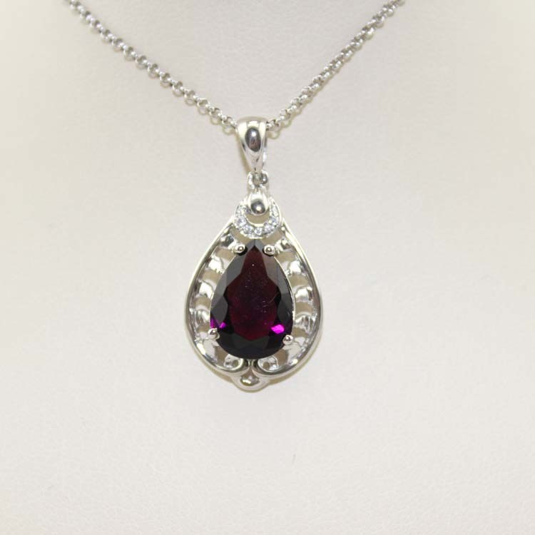 Fashion 9mmx12mm Pear Shape Purple Cubic Zircon Pendant(PSJ0395)