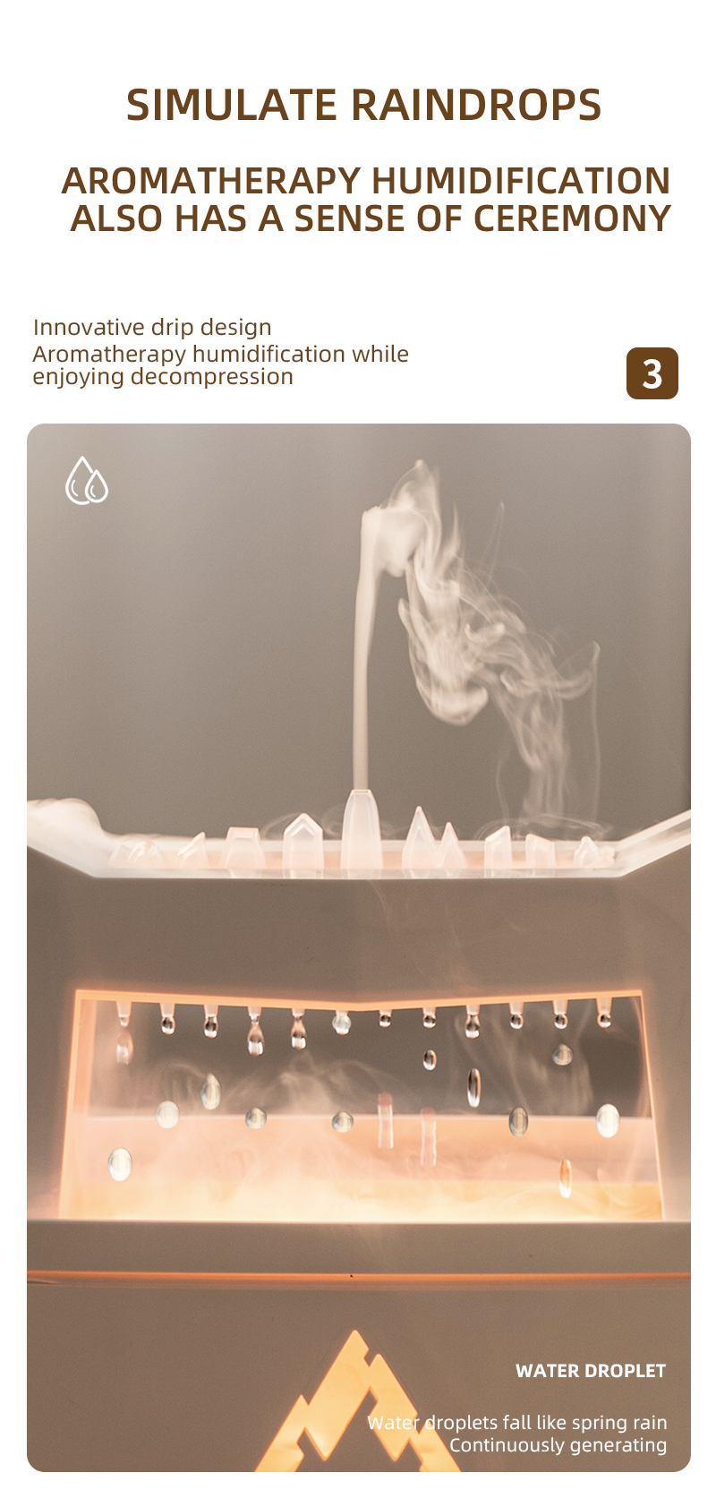 2023 Winter Christmas Promotion Raindrop Essential Oil Ultrasonic Aroma Diffuser Humidifier