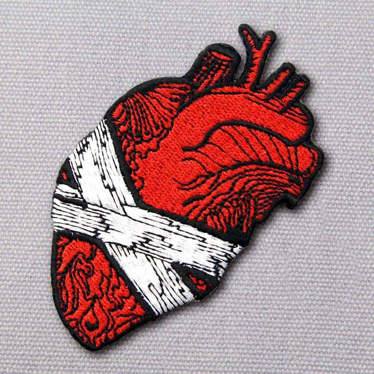 3D Merrow Custom Embroider Patch Iron On Red Heart Badges For Hat