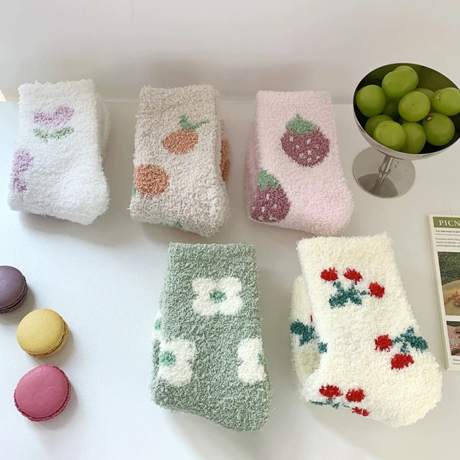 Flower Style Warm Home Socks Thick Winter Warm Fuzzy Womens Socks