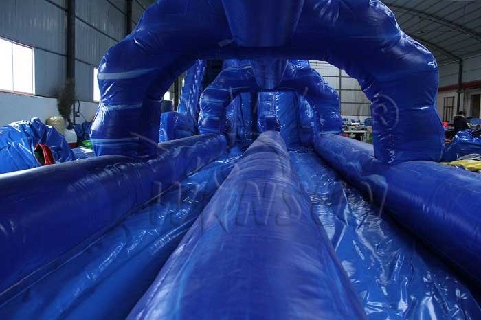 Long Commercial Inflatable Water Slides , Blue Crush Double Lane Water Slide