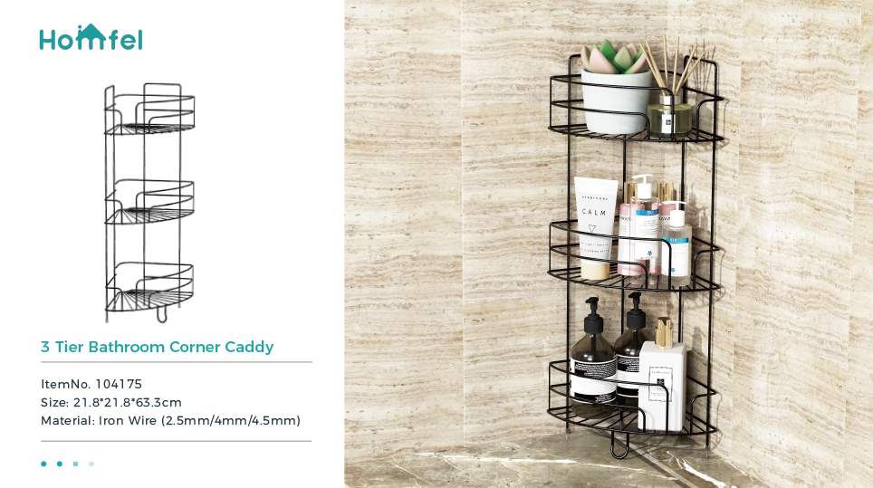 Three-layer Iron Wire Rack Bathroom Corner Shelf Shower Caddy Keep Sundries Tidy