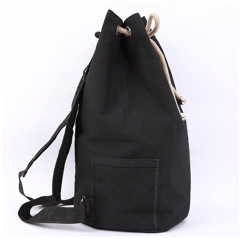 Black Drawstring Sports Backpack , Large Capacity Cinch String Backpack