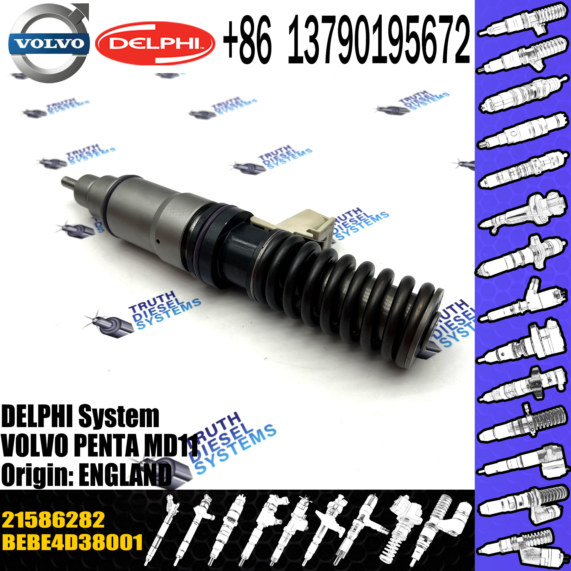 Diesel Engine EUI Unit Injector Common Rail Fuel Inyector Bebe4d38001 21586282 For VOL Penta Md11