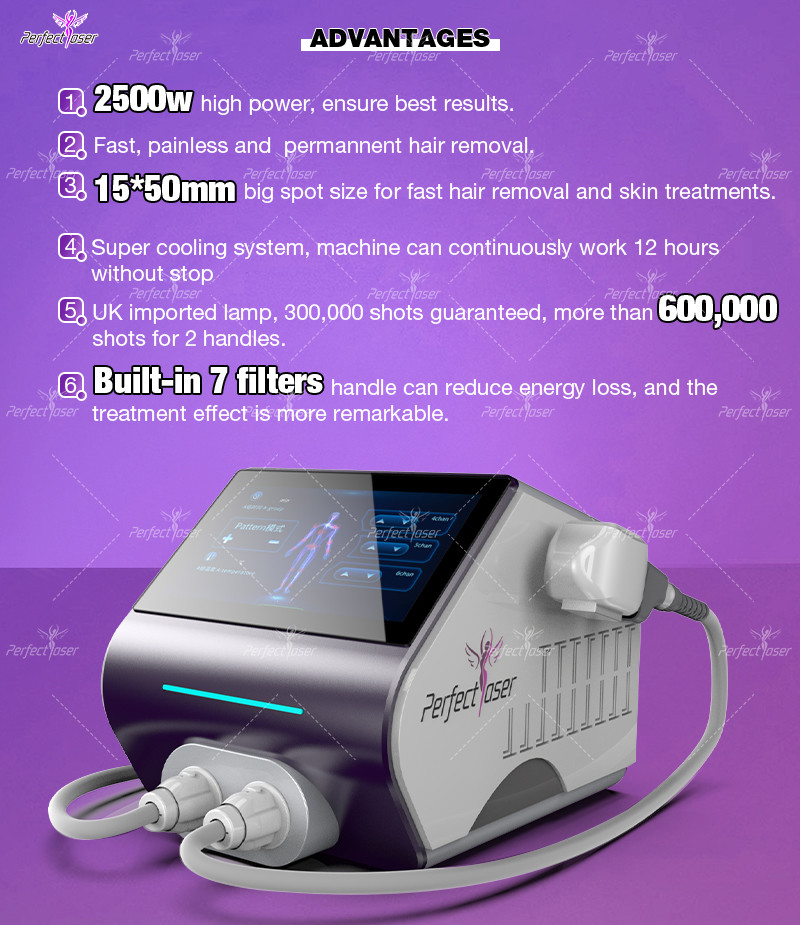 Painless Permanent Hair Removal Machine 2500W OPT IPL Skin Treatment Machine