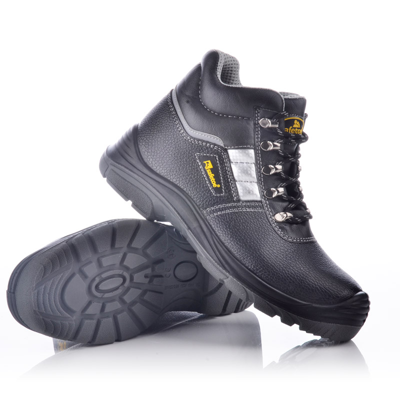 Industrial Women Mens Leather Steel Toe Boots 200 Joules Impact With Steel Plate