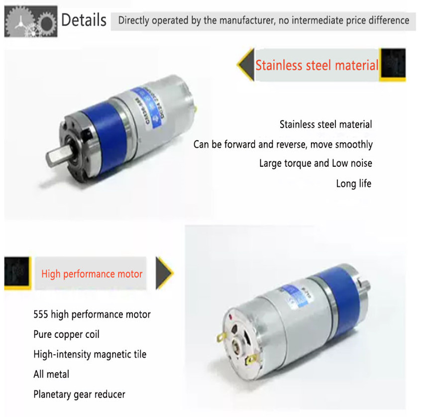 DC Planetary Reduction Motor PG36-555 36mm 12/24V 8-1600RPM Planetary Gear Reduction Motor Smart Home Motor