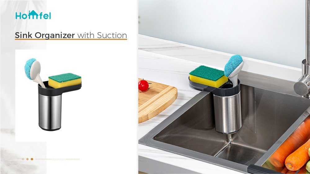 Kitchen Sink Tidy Caddy Sink Organizer With Sponge Holder Stainless Steel