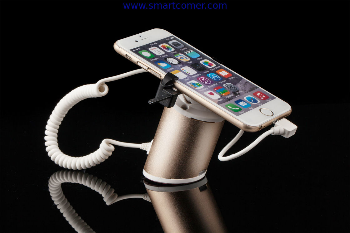 COMER cellphone security alarm counter stand with charging function for retail display