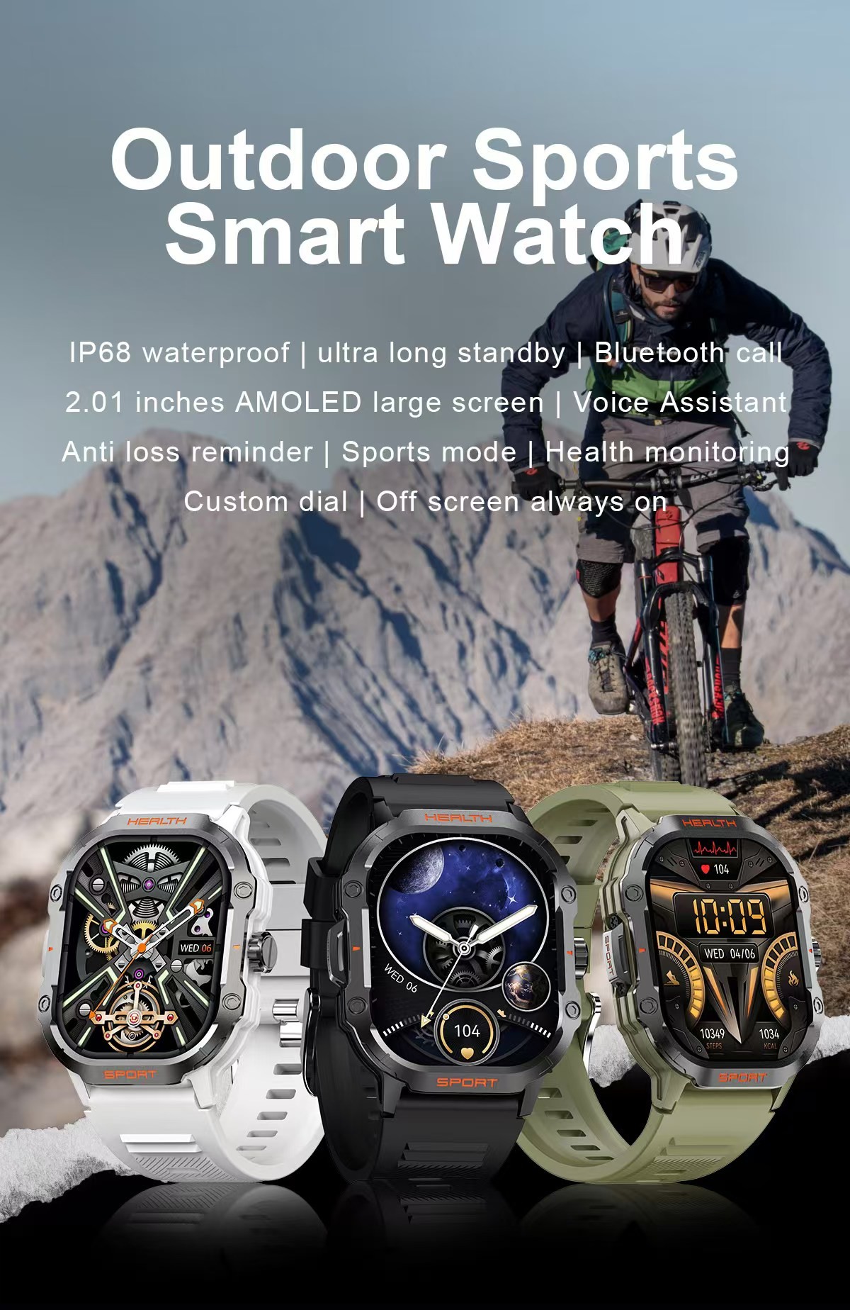 Outdoor HK24 SmartWatch 2.01 Inch Amoled Screen BT Call IP67 Waterproof SmartWatch