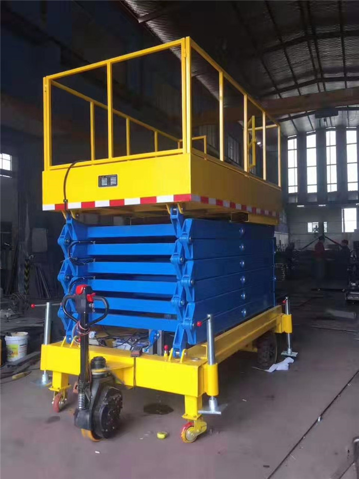 300KG 14M With Emergency Manual Lowing Valves Hydraulic Mobile Motorized Scissor Lift