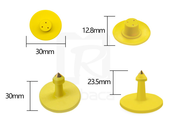 Small Two Pieces Electronic Custom Goat Ear Tags with H3 Chips In Male Tag