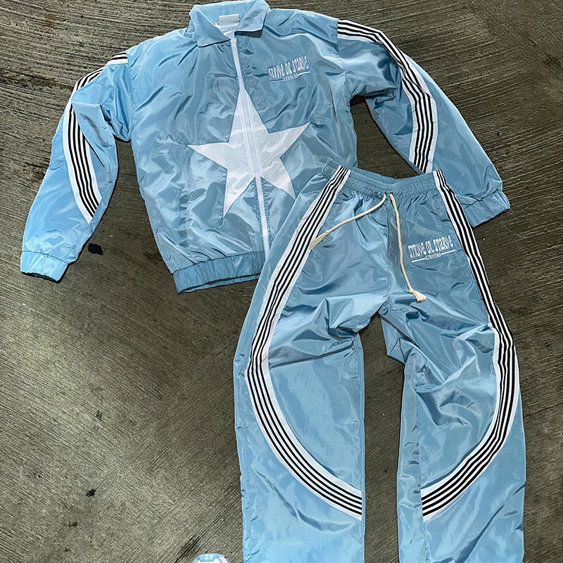 Silk Screen Printing Windbreaker Tracksuit Lightweight Training Joggers And Jacket Set