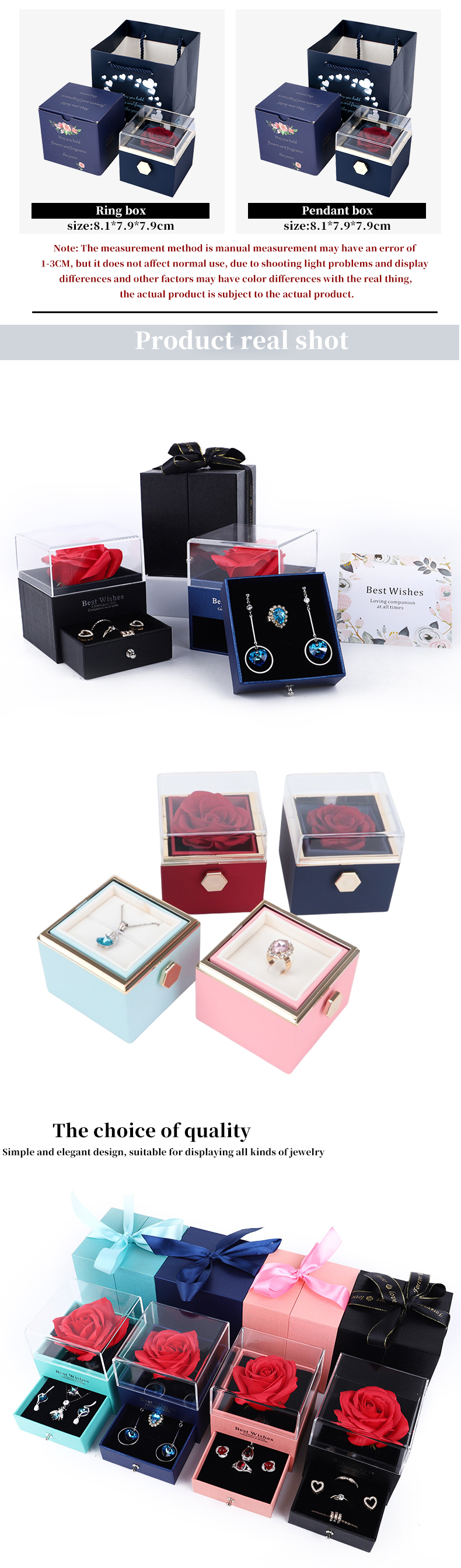 Preserved Soap Rose Flower Jewelry Box For Valentine's Day Gift Jewelry Package