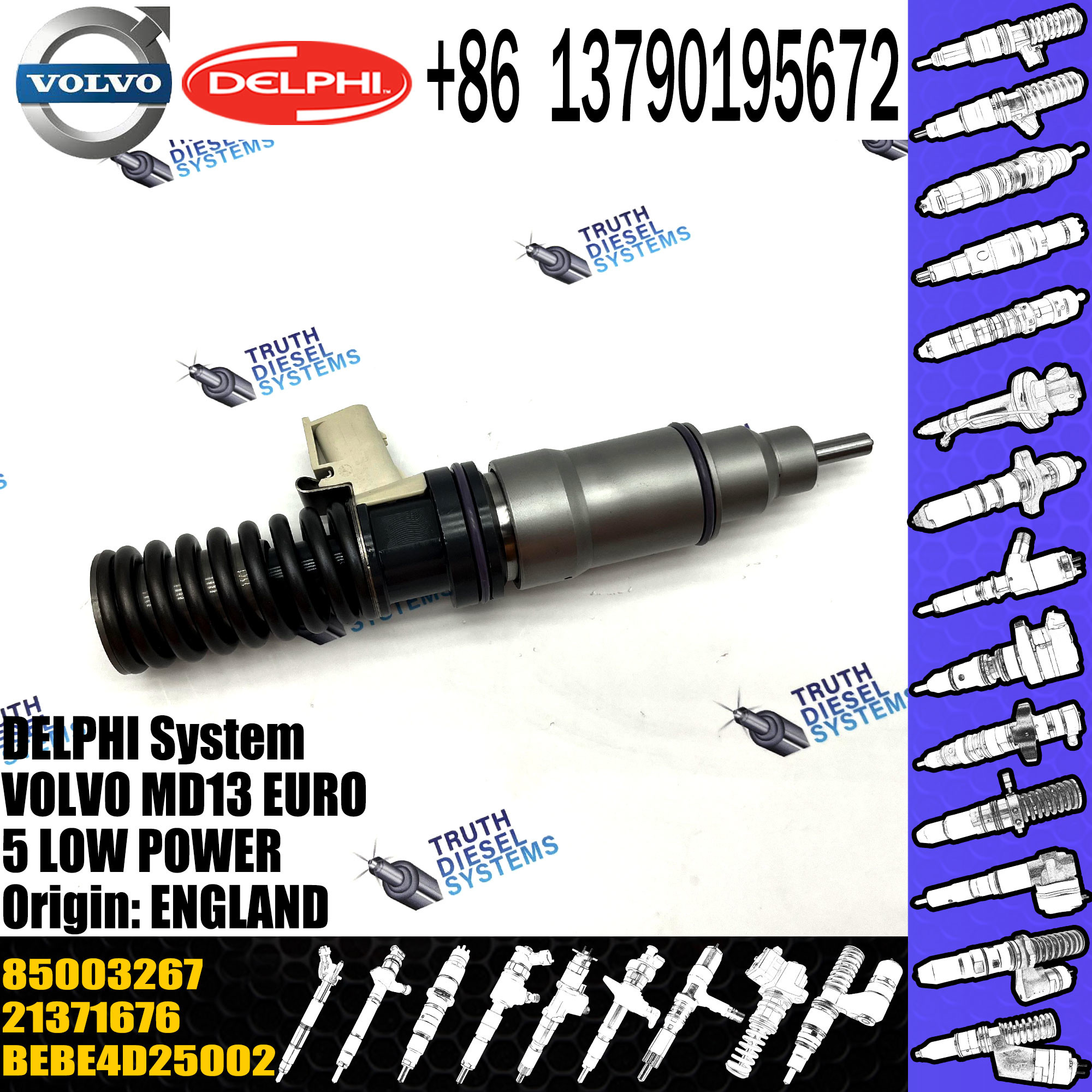 High Quality Diesel Fuel Injector 21371676 7421340615 21340615 85003267 BEBE4D25002 For VOL MD13 EURO 5 MED POWER