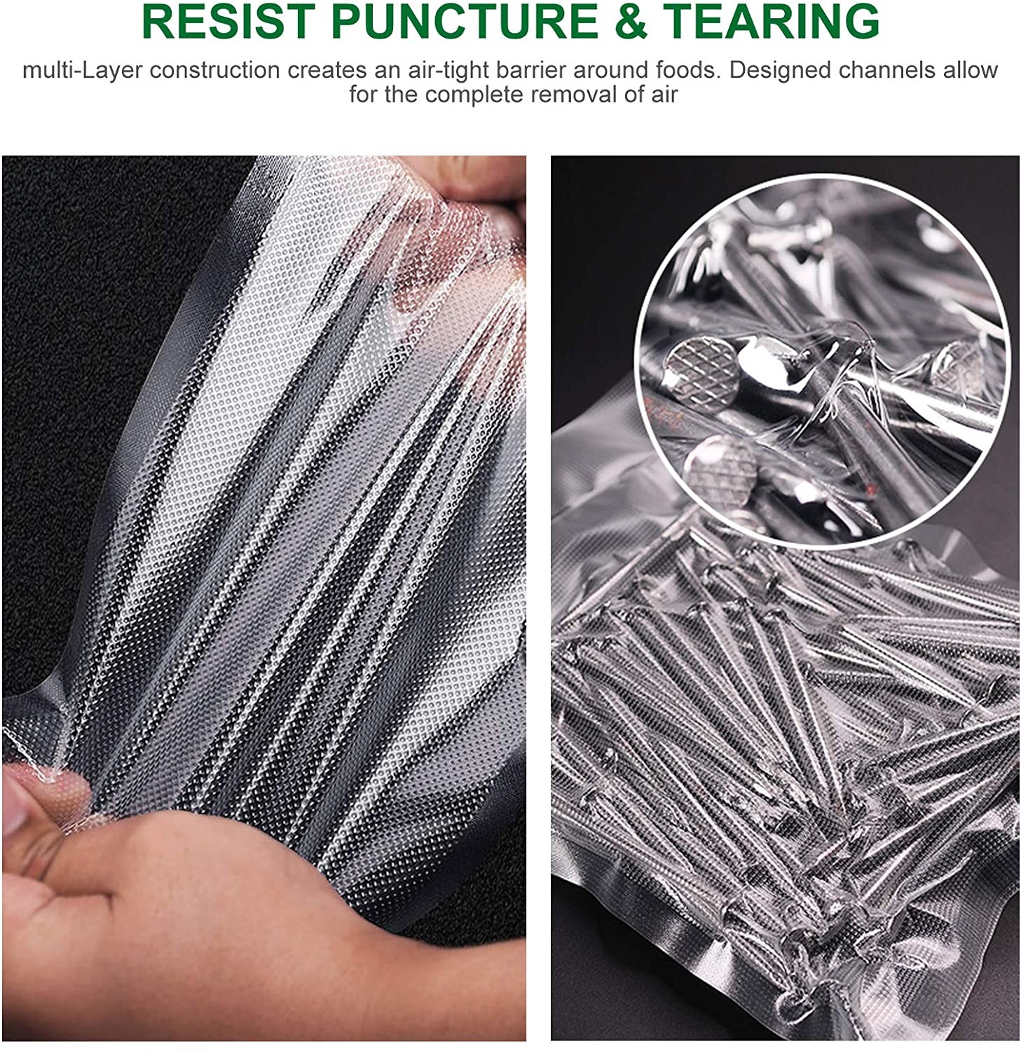 Transparent Three Sides Vacuum Sealer Food Bags Laminated Poly Nylon Vacuum Bags