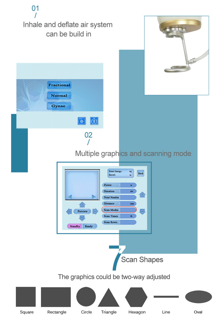 Dermatology Glass Tube Fractional CO2 Laser Machine