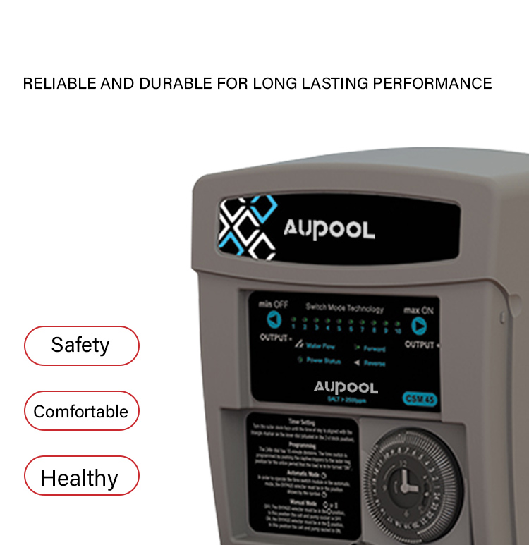 15-45g Chlorine Output Salt Chlorine Generator AUPOOL 2 In 1 For Public Swimming Pool