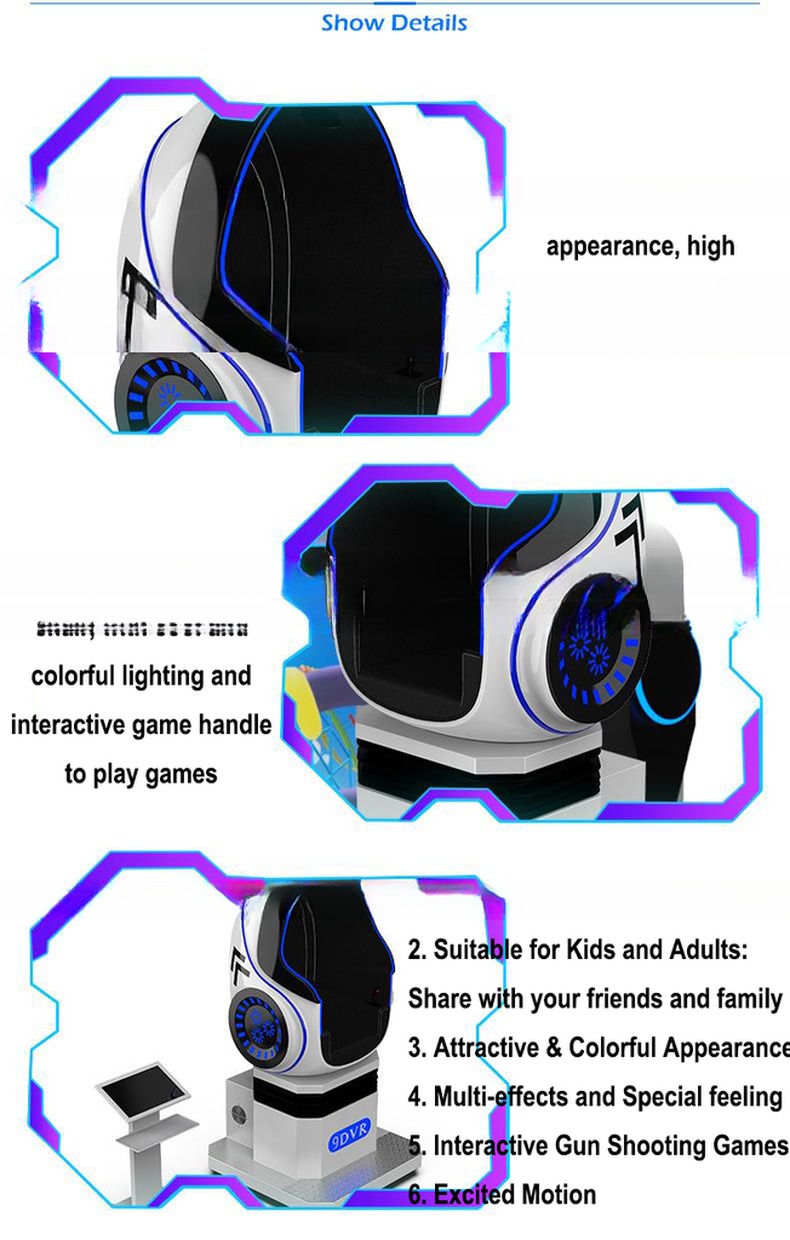 VR attractions virtual reality vr single chair equipment 9d egg vr cinema for shopping mall