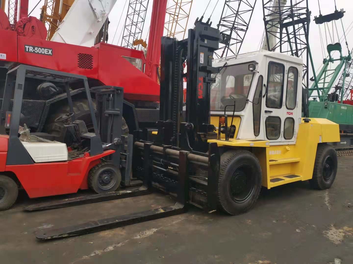 10T TCM FD100Z Second Hand Forklift , Used Heavy Duty Diesel Forklift