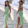 Buy cheap Casual Sleeveless Womens Party Maxi Dresses Lace Up Halter Split from wholesalers
