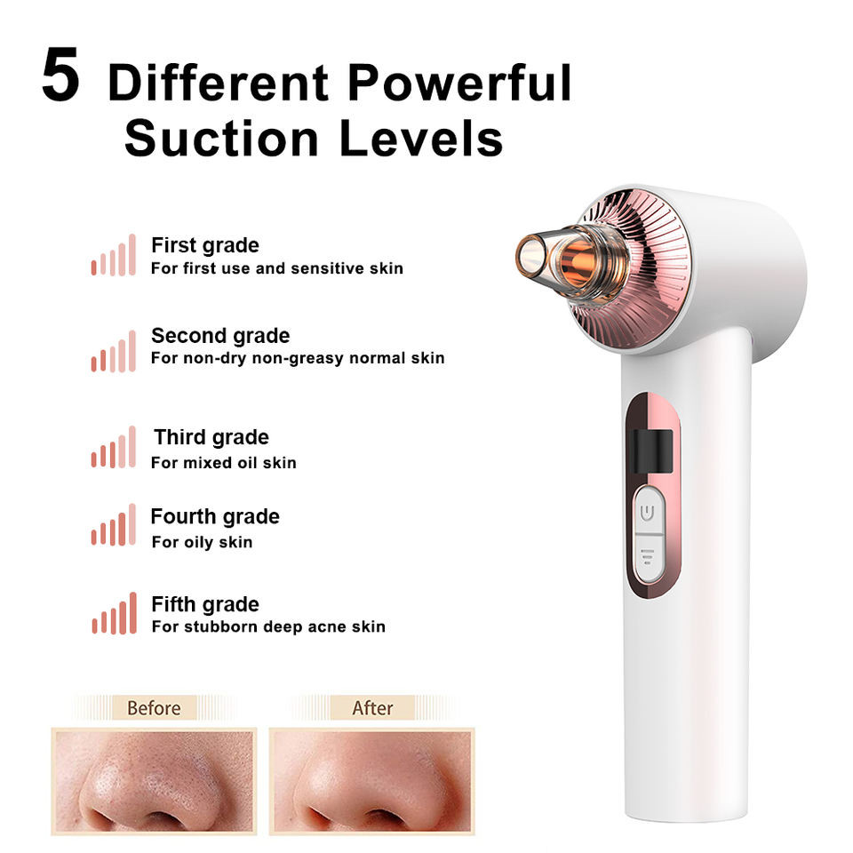 Dropshipping SUB Rechargeable Electric Blackhead Remover Vacuum Low Moq With 6 Different Heads