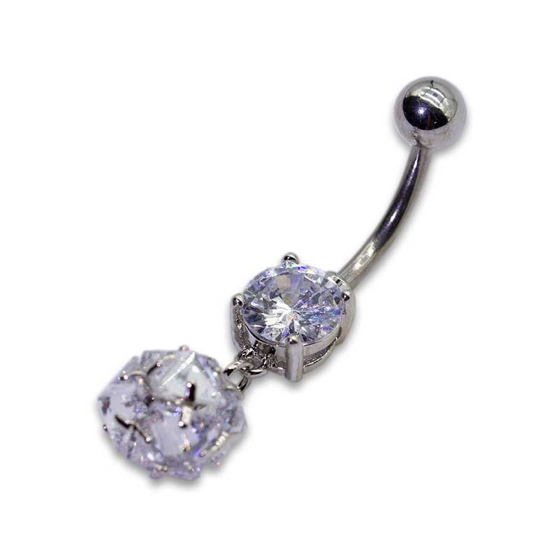 OEM Shiny Zircons Belly Button Piercings Jewelry Curved Silver Belly Bars
