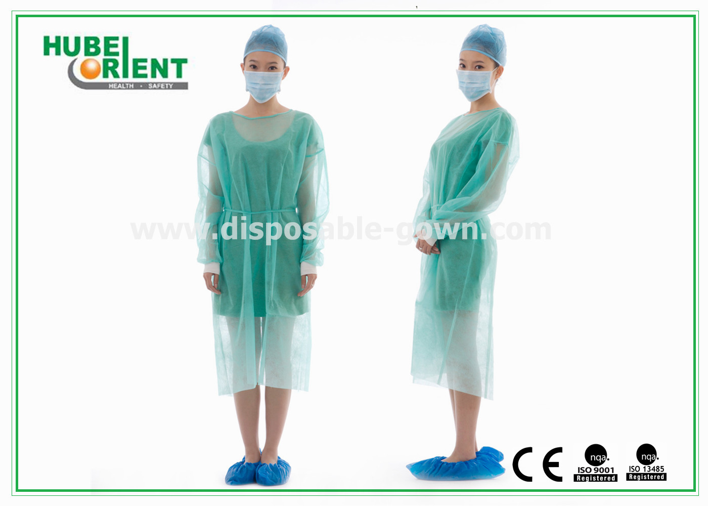 Non Irritating PP PE Disposable Medical Isolation Gown With Elastic Wrist