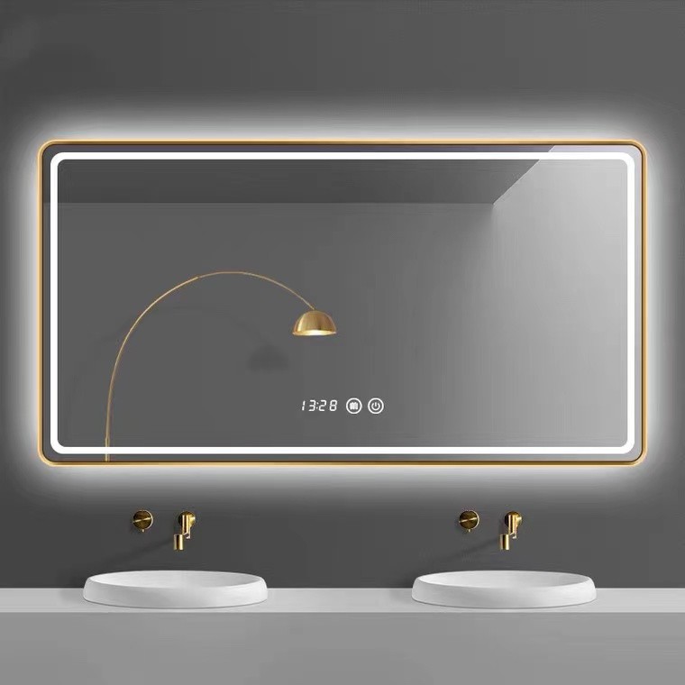 5mm Square Rectangle LED Bathroom Mirrors 3 Colors Wall Mounted Type