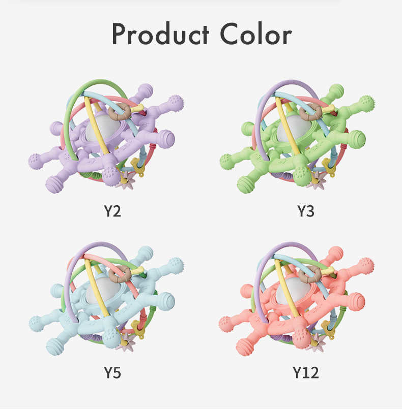Long Lasting Manhattan Ball Rattle Silicone Teething Toy Light Purple For Safe And Sustainable Playtime