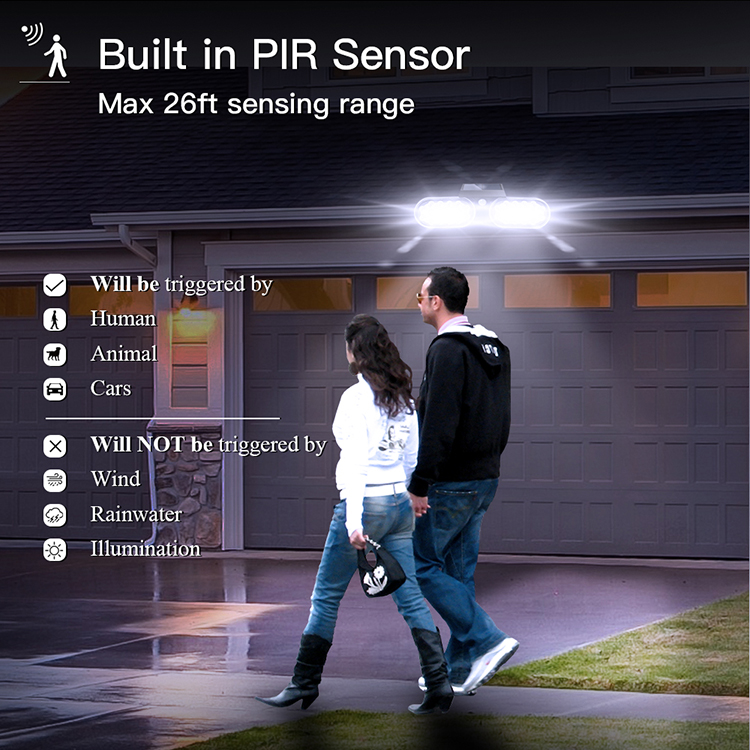 Double Heads IP65 LED Holiday Lights Foldable Motion Sensor Solar