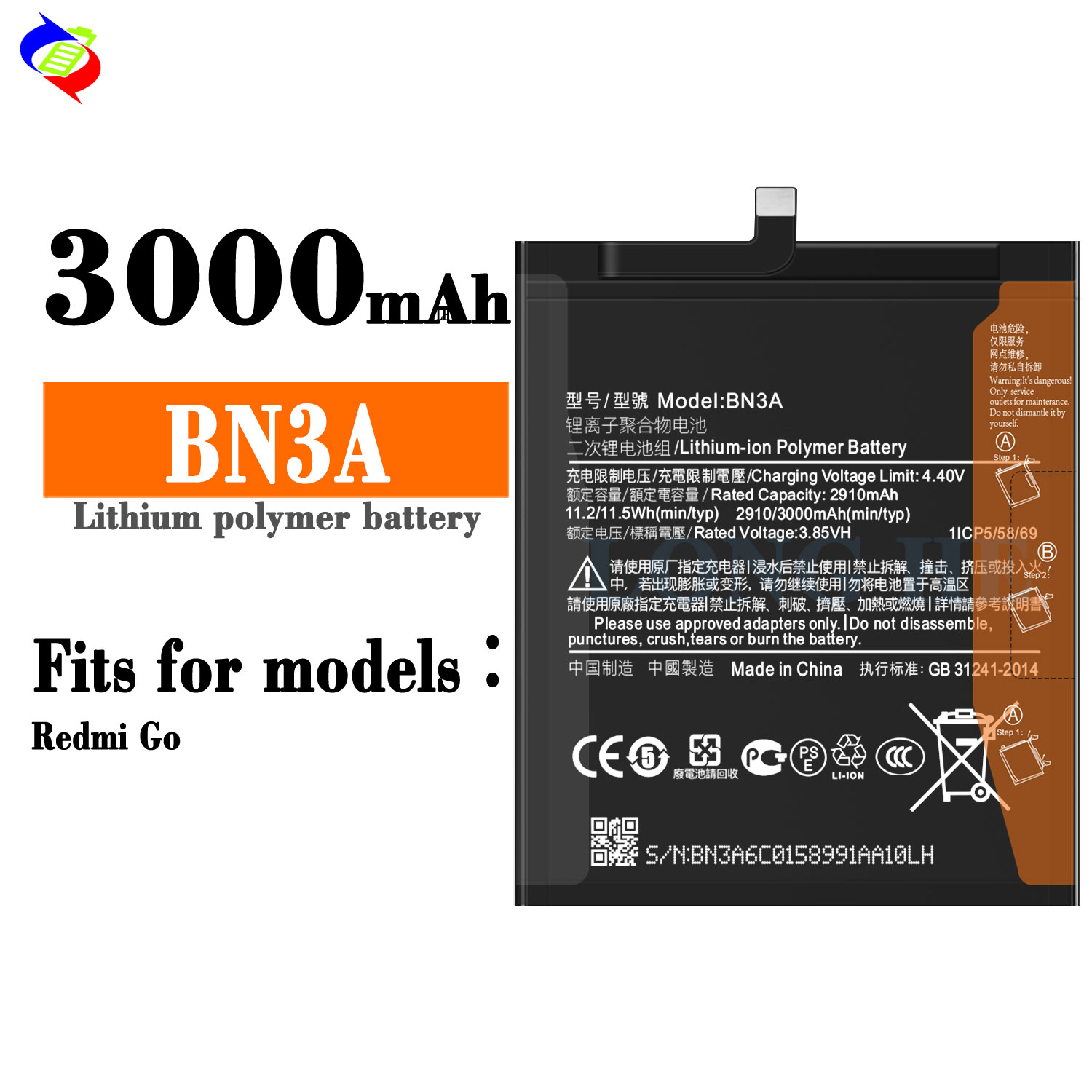 Long-Lasting Lithium Original Battery For Xiaomi Redmi Go BN3A Bateria Accumulator