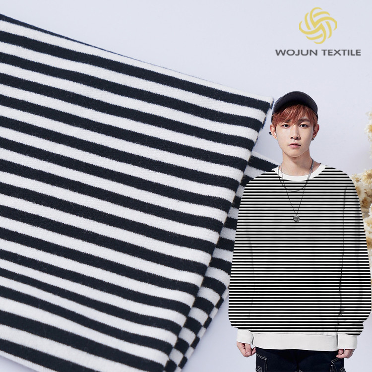 Lycra Striped French Terry Pure Cotton 225g Breathable Sweatshirt Material