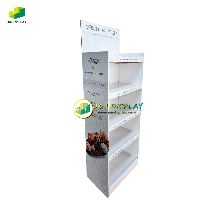 Knock Down Unit Flooring Recyclable Knock Down Shelves Displaying Corrugated Board Cardboard Floor Display Stand For Stationery, Skin Care, Outdoor