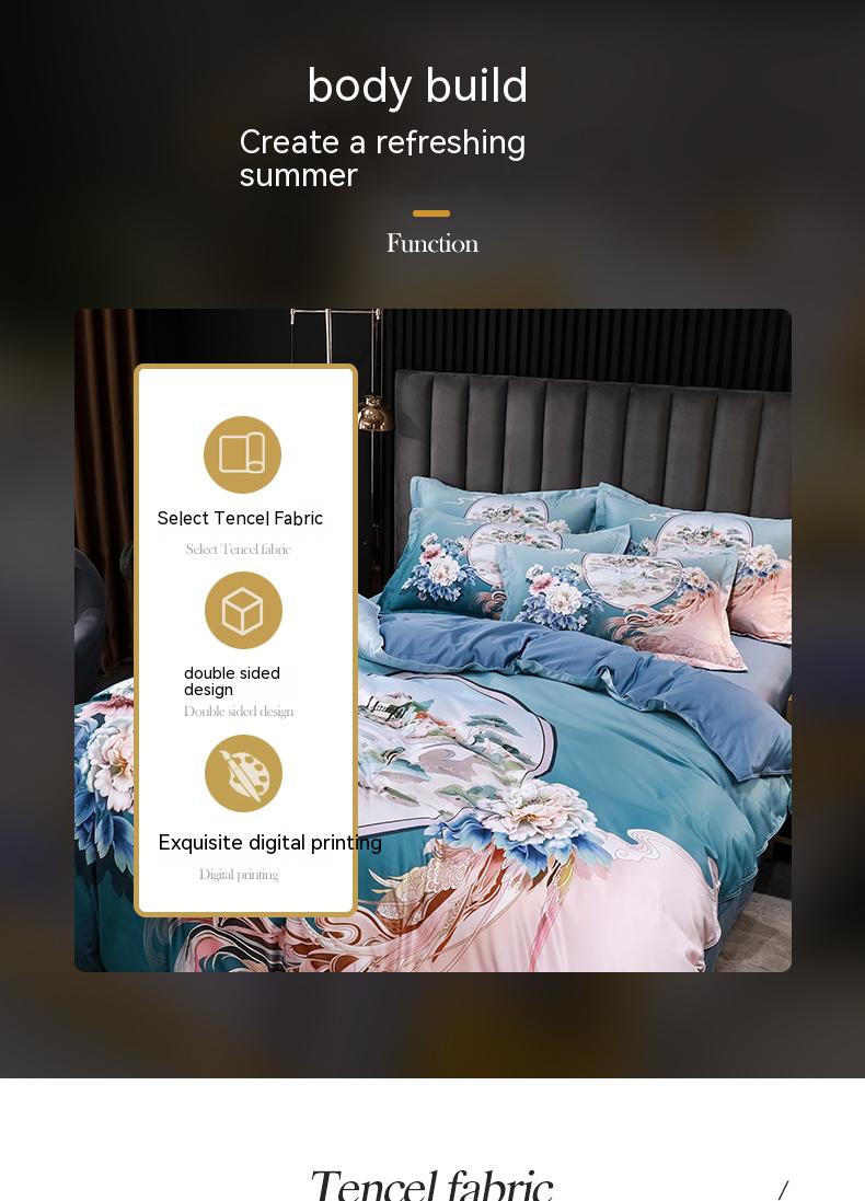 Fashionable Washed Tencel Bedsheets Sets Bedding Set Eco-friendly and Soft Hand Feel