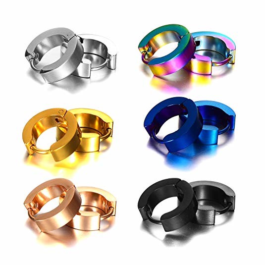 Stainless Steel Small Hoop Earrings Set Clip On Earrings Set for Men Women Huggie Earrings Non-Piercing