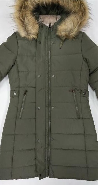 Grey Black Womens Long Padded Coat With Fur Hood Plus Size 18 20 22