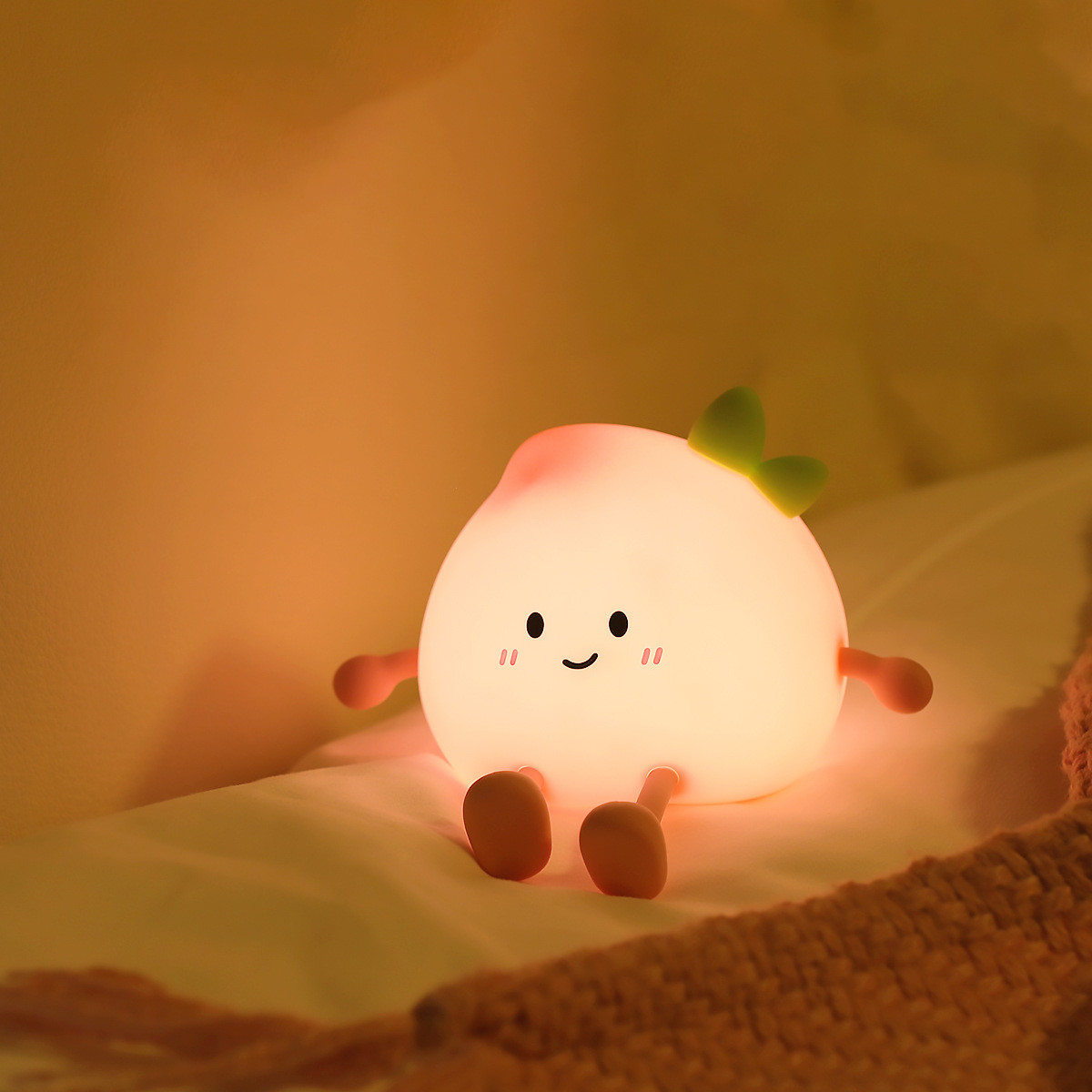 Cute Peach Night Light For Kids Soft Silicone Sleep Light With USB Rechargeable Touch Sensor Nightlights For Kids Room