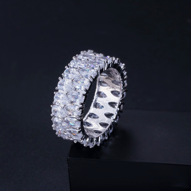 Hot Sale Rainbow CZ Ring For Women Fashion Engagement Wedding Ring Top Quality Charm Ring Jewelry