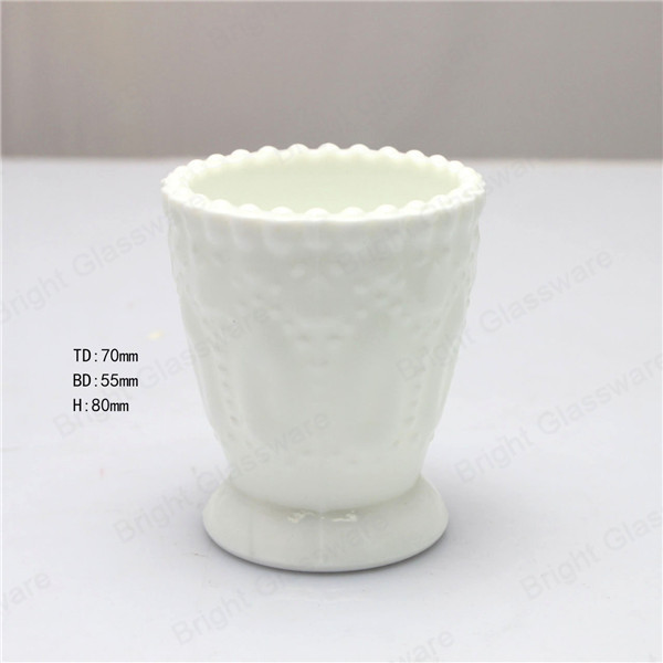 Glass Opal bowl, Opal glass candle cup, milky white opal glass cup