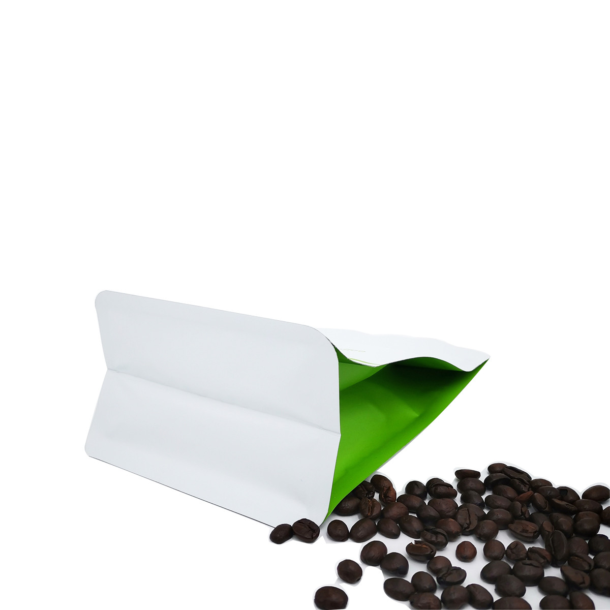 Custom Printed 340 Grams 12oz Matte White Flat Bottom Coffee Bag With Valve Front Tear Off Ziplock