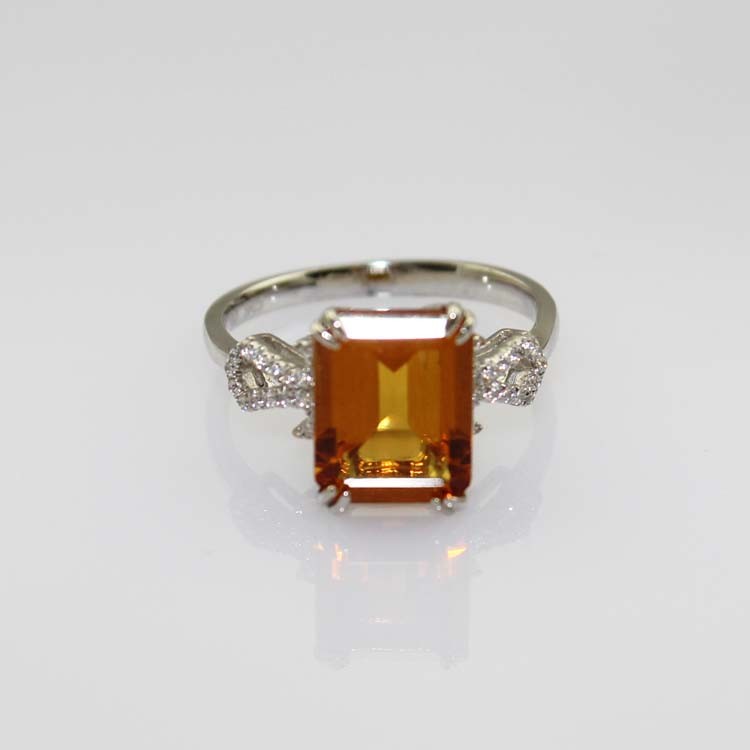 Design Jewelry 925 Silver with 8x10mm Citrine Cubic Zircon Ring (R214)
