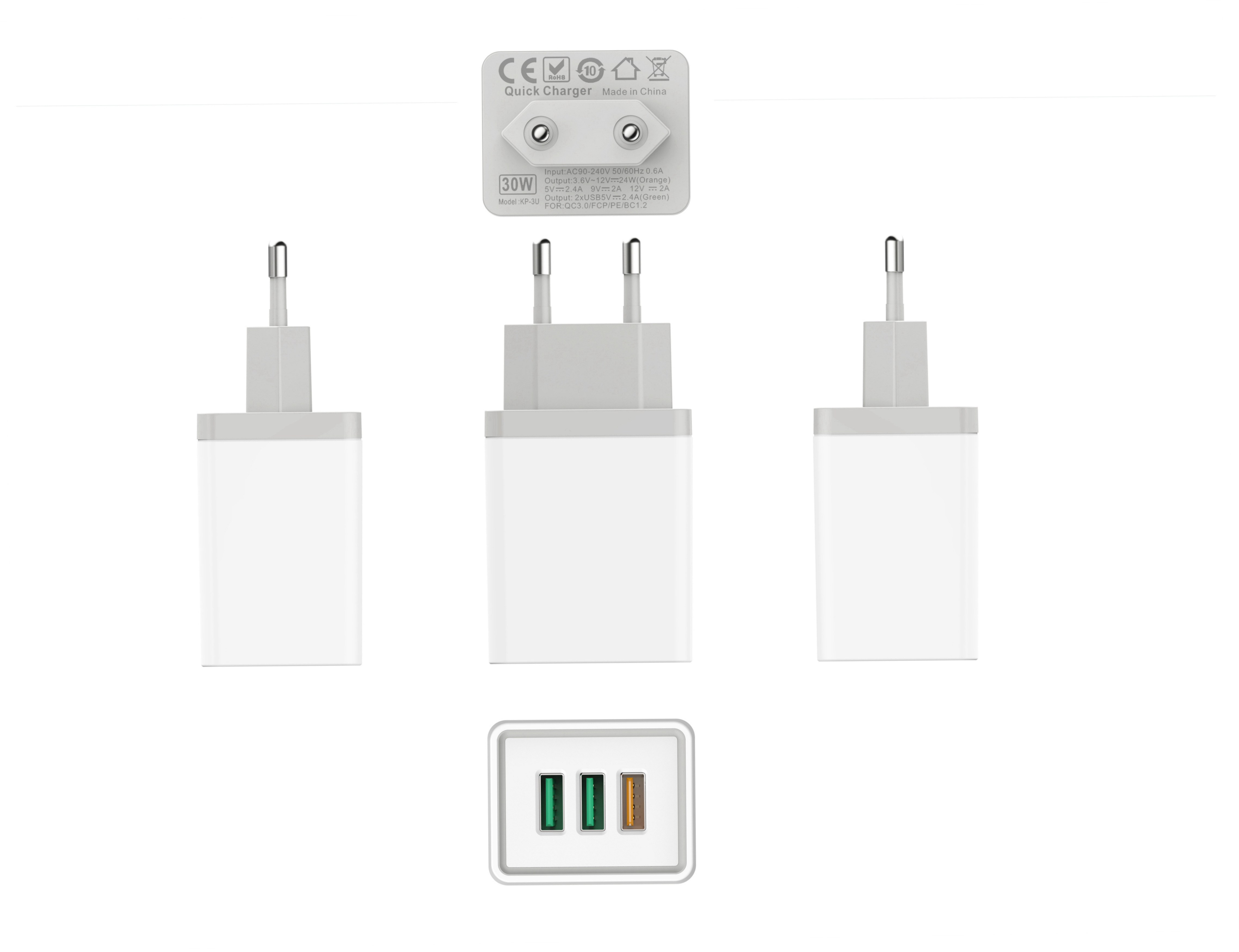30W PD USB 3 ports QC3.0 Universal Wall Charger adapter