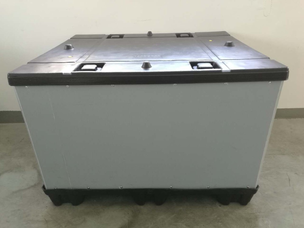 auto pack plastic hopper transport storage pallet box packaging automotive gaylord box with hinged lids