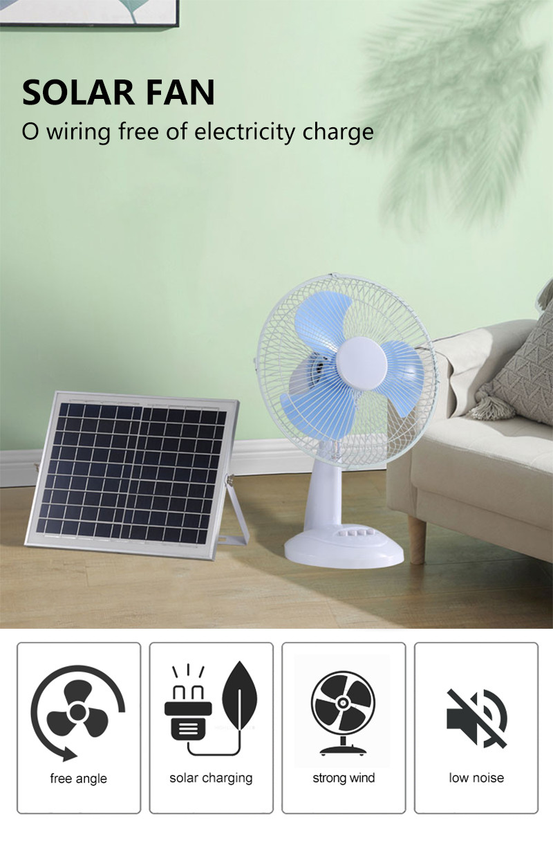 15W Solar Powered Outdoor Fan 3 Gears Adjustment For Home Pedestal Fan