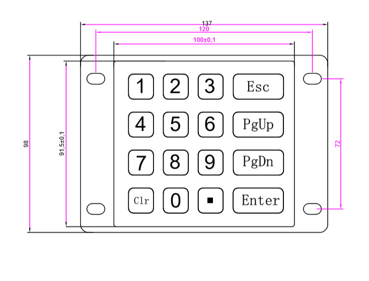 Waterproof Metal Backlit Numeric Keypad Light Transmitting LED Light Emitting Keypad