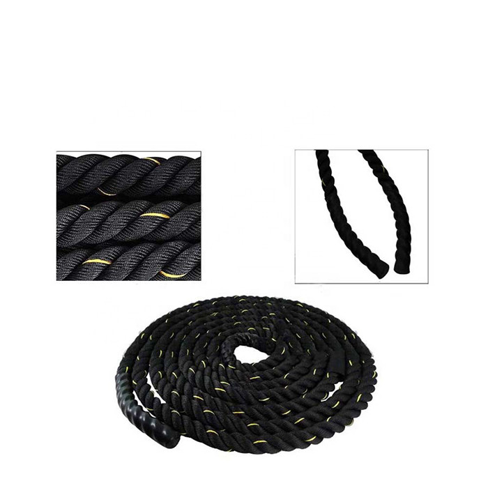 Black Yellow Polyester Exercise Fitness Training Battle Ropes 9 12 15 Meter