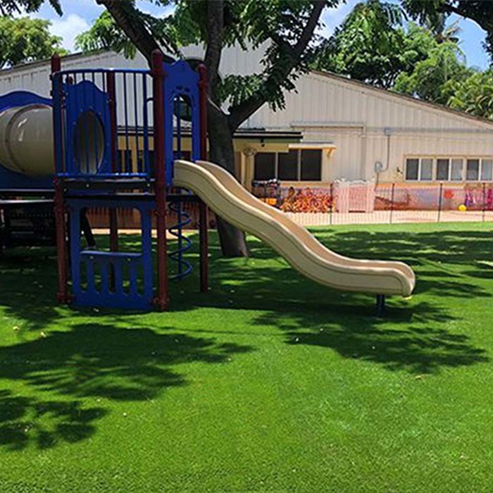 Non Toxic Playground Artificial Grass 45mm Pile Height Environmental-Friendly Fake Turf With Low Maintenance