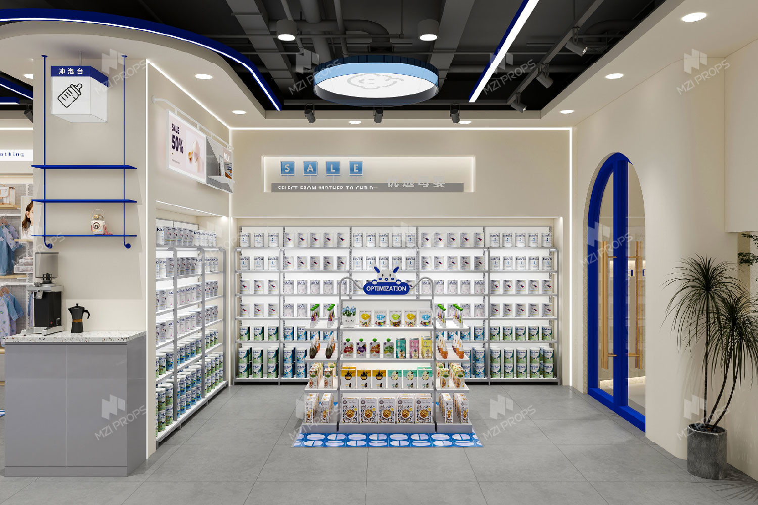 10-KLYLS Maternity And Baby Shop Display With Klein Blue Style